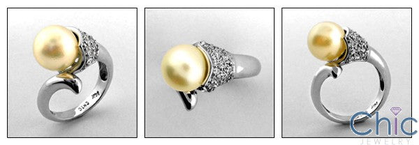 Anniversary Pearl Set Cubic Zirconia Cz Ring