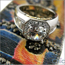 Round Cubic Zirconia Center 2Ct Center Channel Set Tapered Baguettes Two Tone 14k Gold Ring