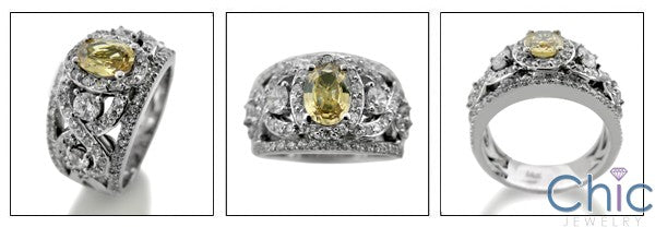 Anniversary Canary Oval 1 Ct Center Cubic Zirconia Cz Ring