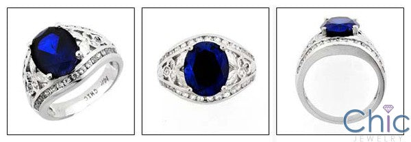 Estate 4 Ct Oval Sapphire Cubic Zirconia Cz Ring