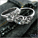 Cubic Zirconia Wedding Band 1.75 TCW Round Prong 14 K white Gold