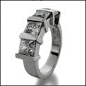 Anniversary .30 Ct Each Princess 4 Stone Channel Cubic Zirconia Cz Ring