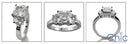 3 Stone 1.5 Princess Half Moons Cubic Zirconia 14K White Gold Ring