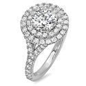 Engagement 1 Ct Round Center Tyffany Soleste Style Cubic Zirconia Halo Pave 14K White Gold Ring