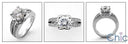 1.5 Round Center Split Pave Cubic Zirconia Engagement Ring 14K White Gold
