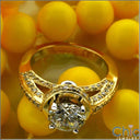 Estate Round 1 Ct Pave set Yellow Gold Cubic Zirconia Cz Ring