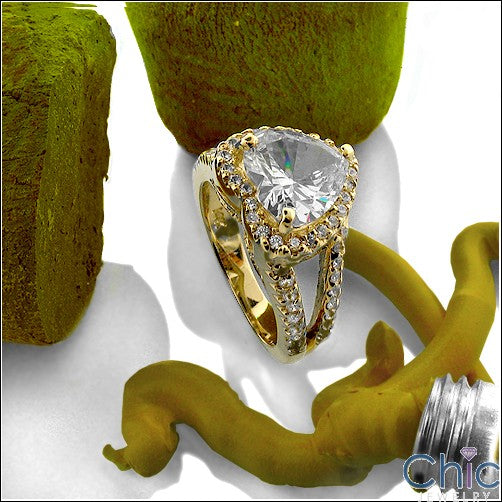 Engagement 3 Ct Heart Shape Halo Cubic Zirconia Cz Ring