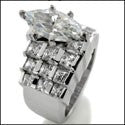 Engagement 2 Ct Marquise Center Channel Princess Cubic Zirconia Cz Ring