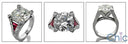 Round 4 Carat CZ Ruby Baguettes Channel Set  Ring