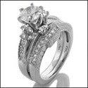 Matching Set 1.75 Round Center Fitted Cubic Zirconia Cz Ring