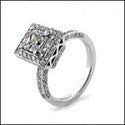 Engagement Princess 1 Ct Halo Cubic Zirconia Cz Ring