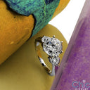 3 Stone 2 Ct Round Center Cubic Zirconia Cz Ring