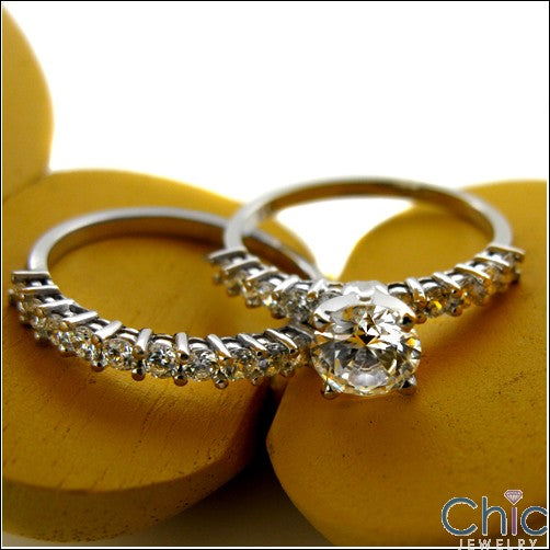 Engagement Round 1 Ct .50 Share Prong Set on Cubic Zirconia Cz Ring