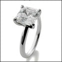 Solitaire 2.5 Asccher Single Stone Cubic Zirconia 14K White Gold Ring