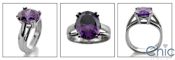 Solitaire Oval 4 Ct Amethyst Stone Cubic Zirconia Cz Ring