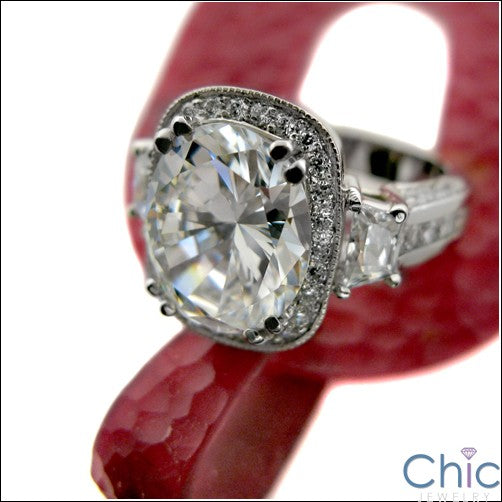 Estate 5 Ct Oval Ct Trapezoid Cubic Zirconia Cz Ring