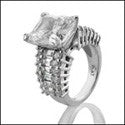 Estate 5 Ct Radiant Center Baguettes Ct Round Cubic Zirconia Cz Ring