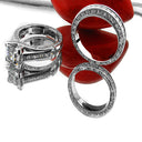 Engagement 1.5 Princess Center 3 Rows Pave Eternity Shank Cubic Zirconia Cz Ring