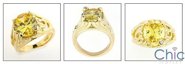 Estate 5 Ct Oval Canary Cubic Zirconia Cz Ring