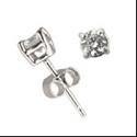 1 Carat Total Round Stone Basket Cubic Zirconia CZ Stud Earrings White Gold