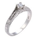 Engagement 0.30 Round HCt Engraved Shank Cubic Zirconia Cz Ring