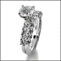 Matching Set 1 Ct Round Center Share Prongs Cubic Zirconia Cz Ring