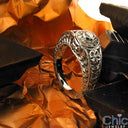Fine Jewelry Bezeled Top 0.20 Center Engraved Shank Cubic Zirconia Cz Ring