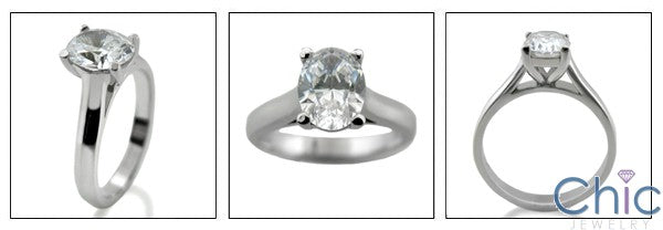 Solitaire 1.5 Ct Oval 4 Prong Cubic Zirconia Cz Ring