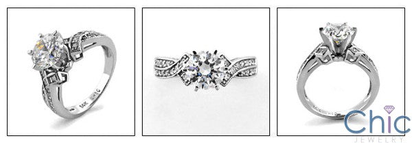 Engagement One Ct a half Ct Round Center CZ pave Cubic Zirconia Cz Ring