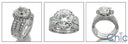 Matching Set 4 Ct Round Halo Pave Double Cubic Zirconia Cz Ring
