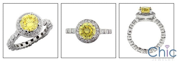 Engagement Round Canary CZ Center Eternity Cubic Zirconia Cz Ring