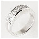 Cubic Zirconia Princess Cut Wedding Band Invisible Set 14K White Gold