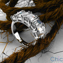 Cubic Zirconia Emerald Cut  5 Stone Ring 14k White Gold