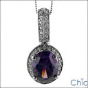 Cubic Zirconia Cz Oval Amethyst Pendant