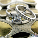Matching Set 2 Ct Princess Cathedral Setting Pave Cubic Zirconia 14K W Gold Engagement Ring and Band