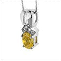 Cubic Zirconia Cz 1.5 Oval Canary Ct Pave Pendant