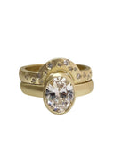 Oval Cubic Zirconia Bezel ring with Fitted Matching band MACHICASHOT50 -  LA Chic Jewelry Inc