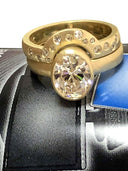 Oval Cubic Zirconia Bezel ring with Fitted Matching band MACHICASHOT50 -  LA Chic Jewelry Inc