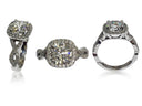 2.5 AAA Highest Quality Cubic Zirconia Cushion Cut Engagement Ring 14K White Gold