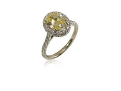 Oval Cubic Zirconia 2.5 Ct Canary Engagement ring 14k Two Tone Gold