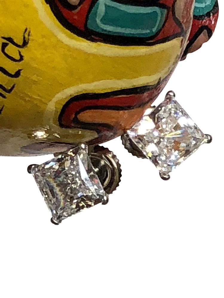 2.5 TCW Princess Cut Martini Stud Earrings 14K White Gold