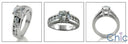 Engagement 1 Ct Round Center CZ Channel 14K White Gold Cubic Zirconia Ring