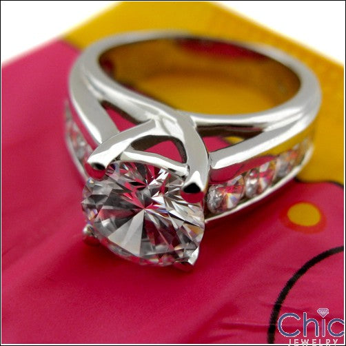 Engagement 2 Ct Round Brilliant Lucida Style Cubic Zirconia Cz Ring