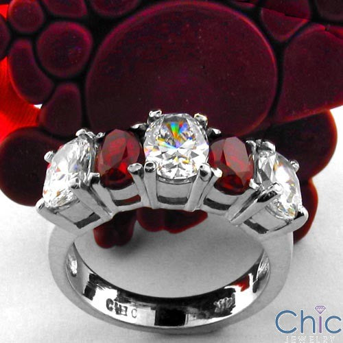 Anniversary Ruby Ct Diamond Color Oval Cubic Zirconia Cz Ring