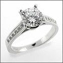 Engagement 1 Ct Round Ca dral- Pave Cubic Zirconia Cz Ring