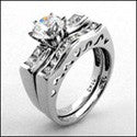 Matching Set 1 Ct Round Center Channel Cubic Zirconia Cz Ring