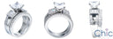CZ Matching Engagement Ring Set 1.5 Princess Pave Sides Cubic Zirconia 14K White Gold