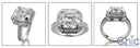 Engagement 4 Ct Royal Asscher Halo Cubic Zirconia 14K White Gold Cz Ring