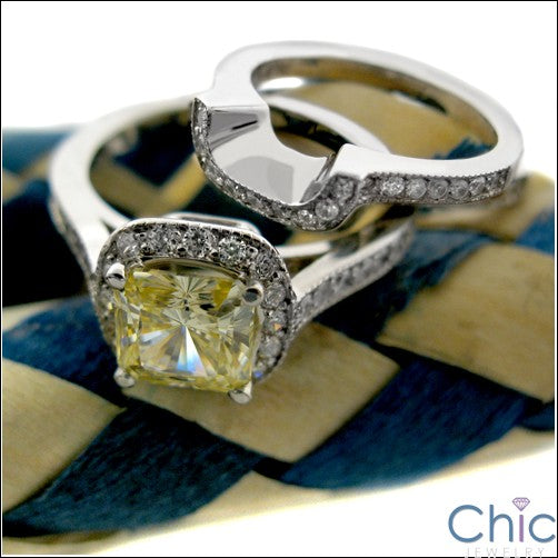 Engagement 1.25 Canary Cushion Pave Cubic Zirconia Cz Ring