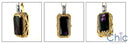 Cubic Zirconia Cz 25 Ct Amethyst Radiant Two tone Pendant